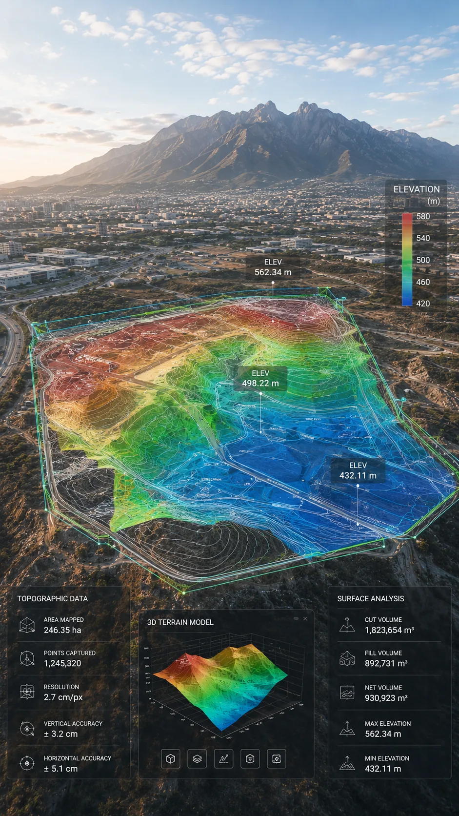 Levantamiento topográfico con dron — ortomosaicos y curvas de nivel georreferenciadas